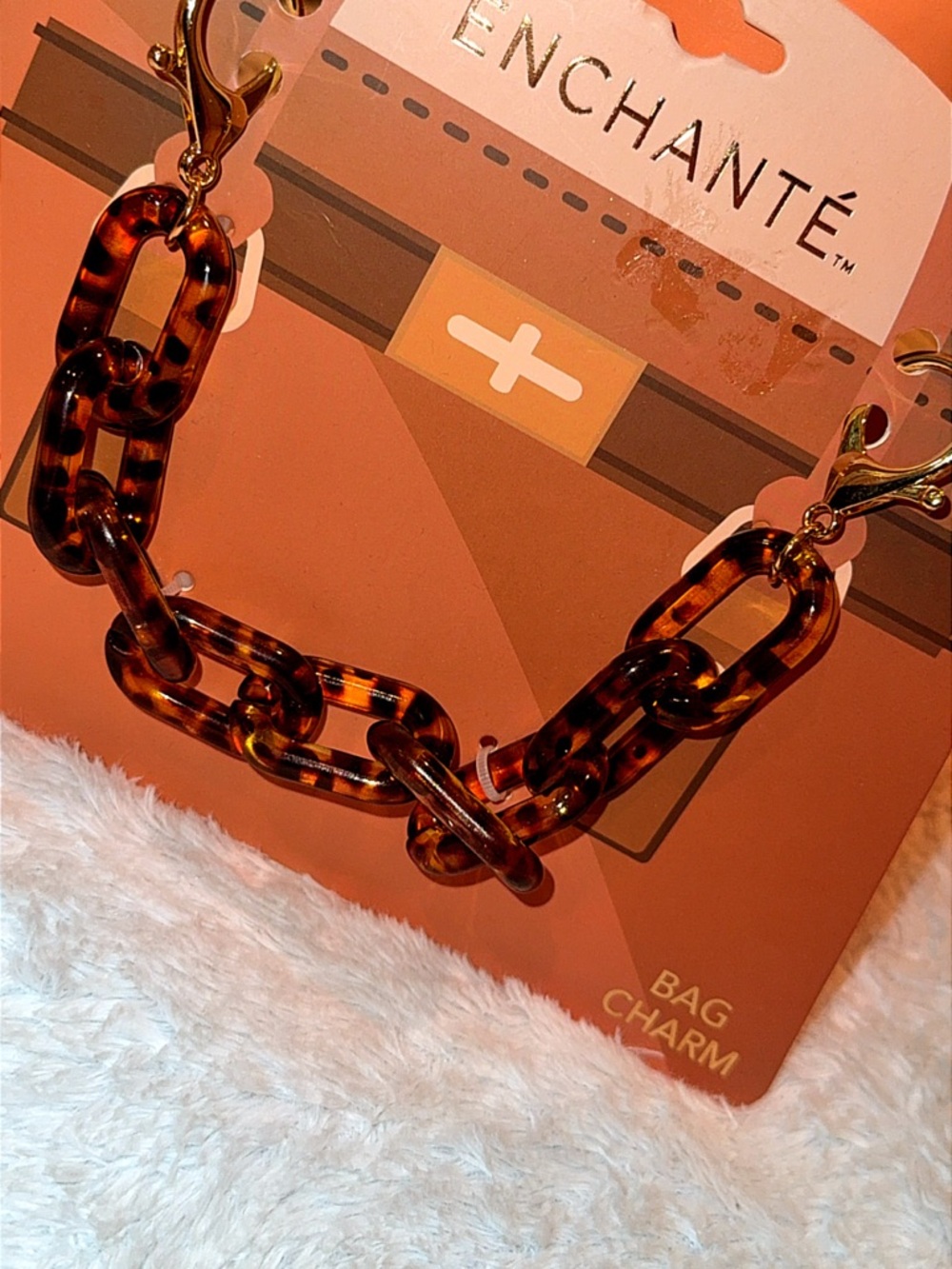 Enchante Tortoiseshell Chain Bag Charm - Brown